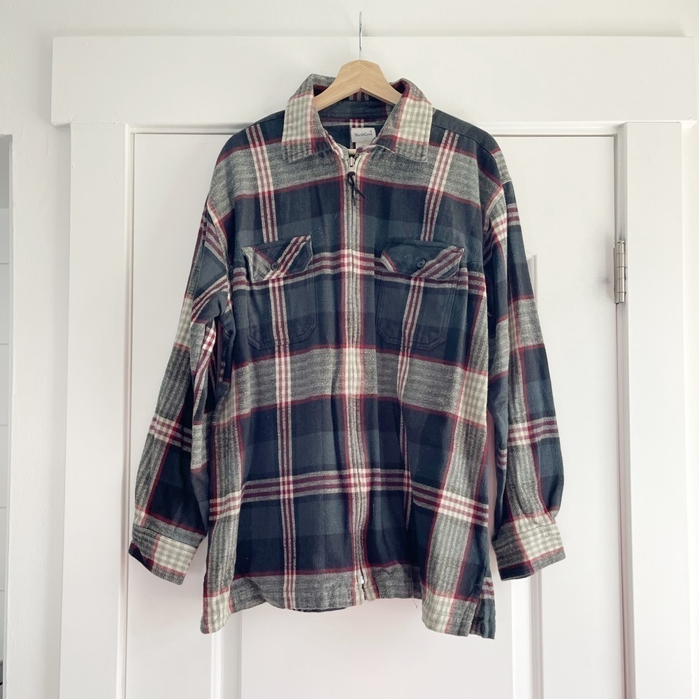 Vintage Northcrest Zip Front Plaid Shirt/Shacket - 2X